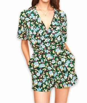 MAJE Imalia Short Sleeve Dark Floral Romper Size 36 EU/US S 4 Playsuit